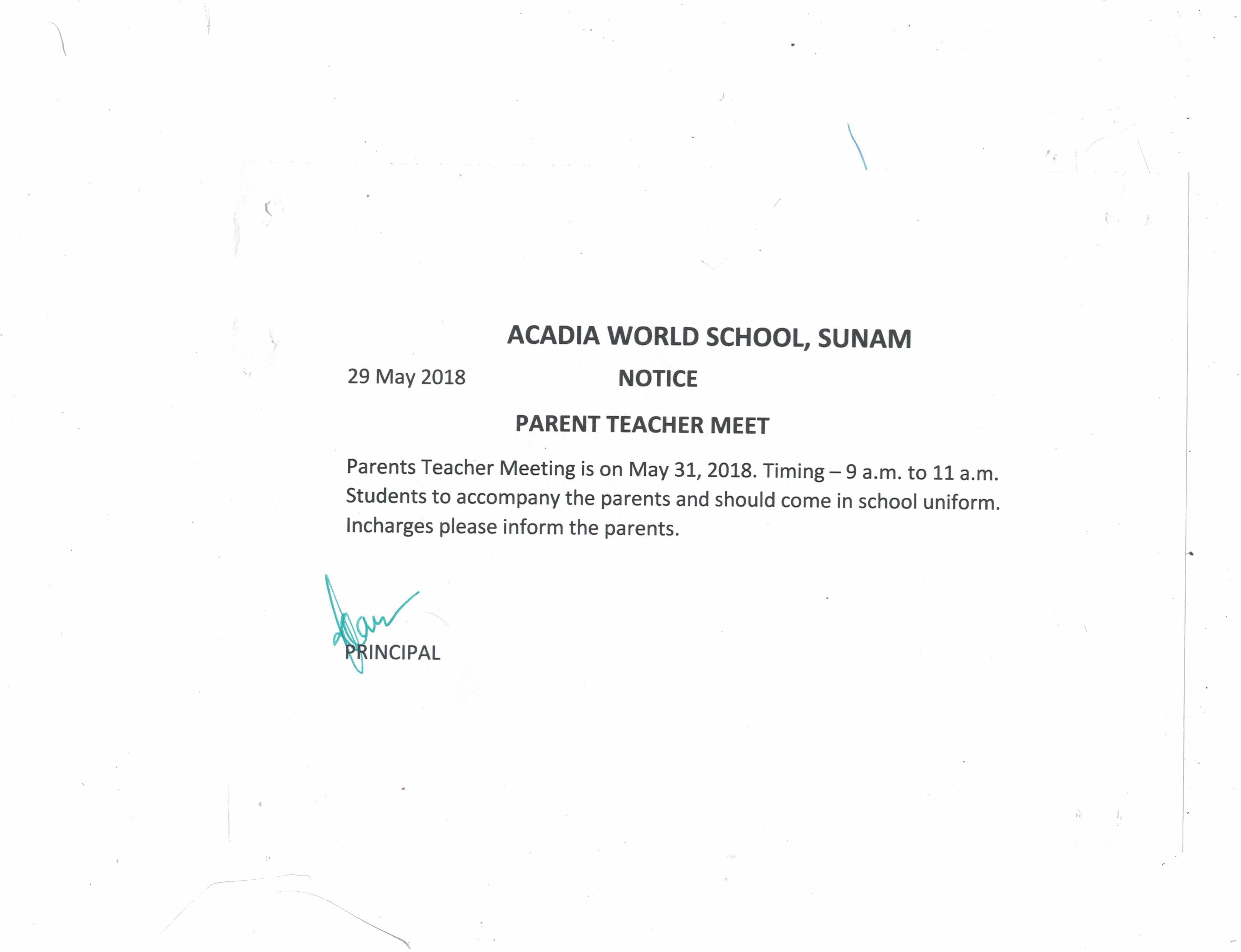Notice 29 May, 2018
