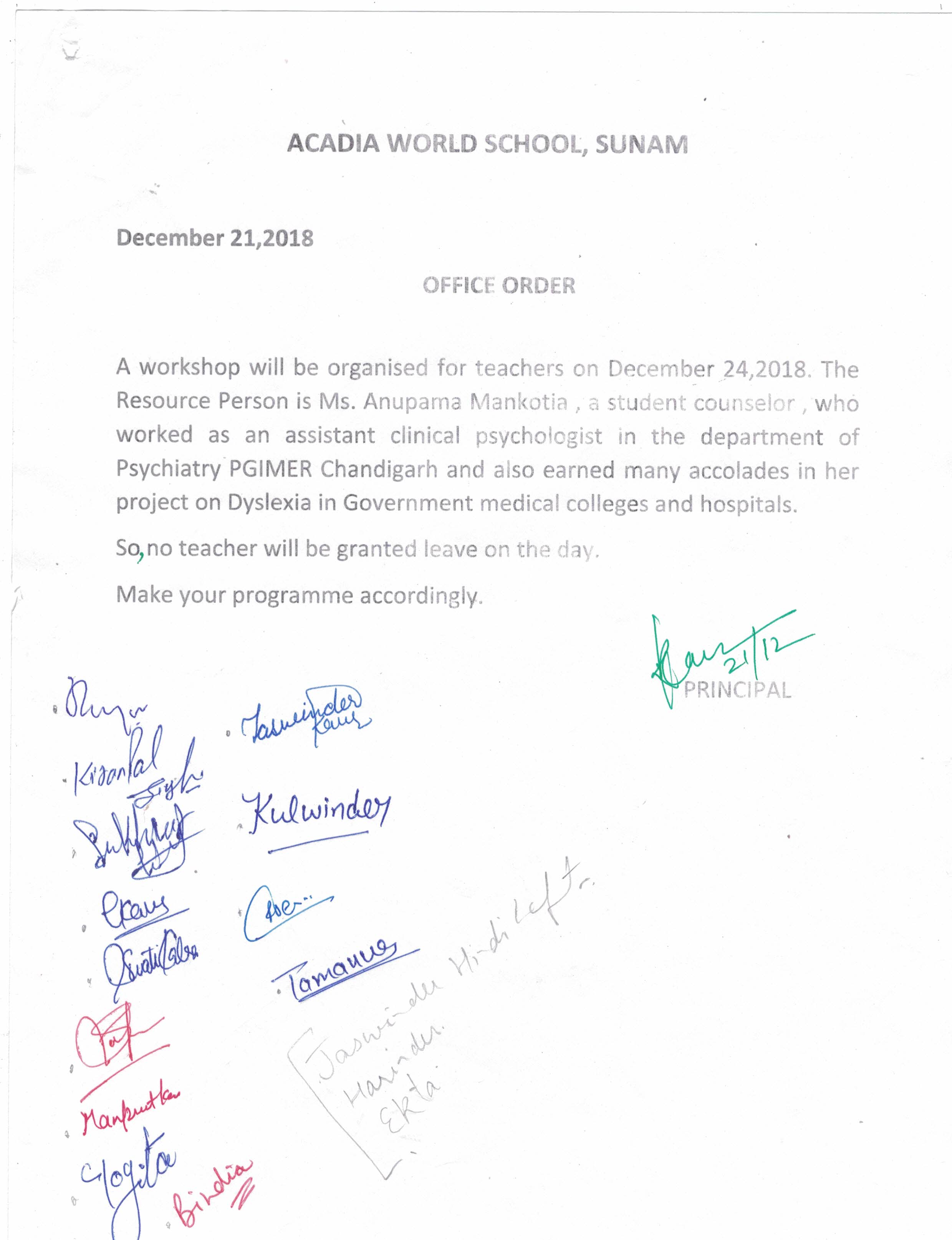 Notice 21 Dec, 2018