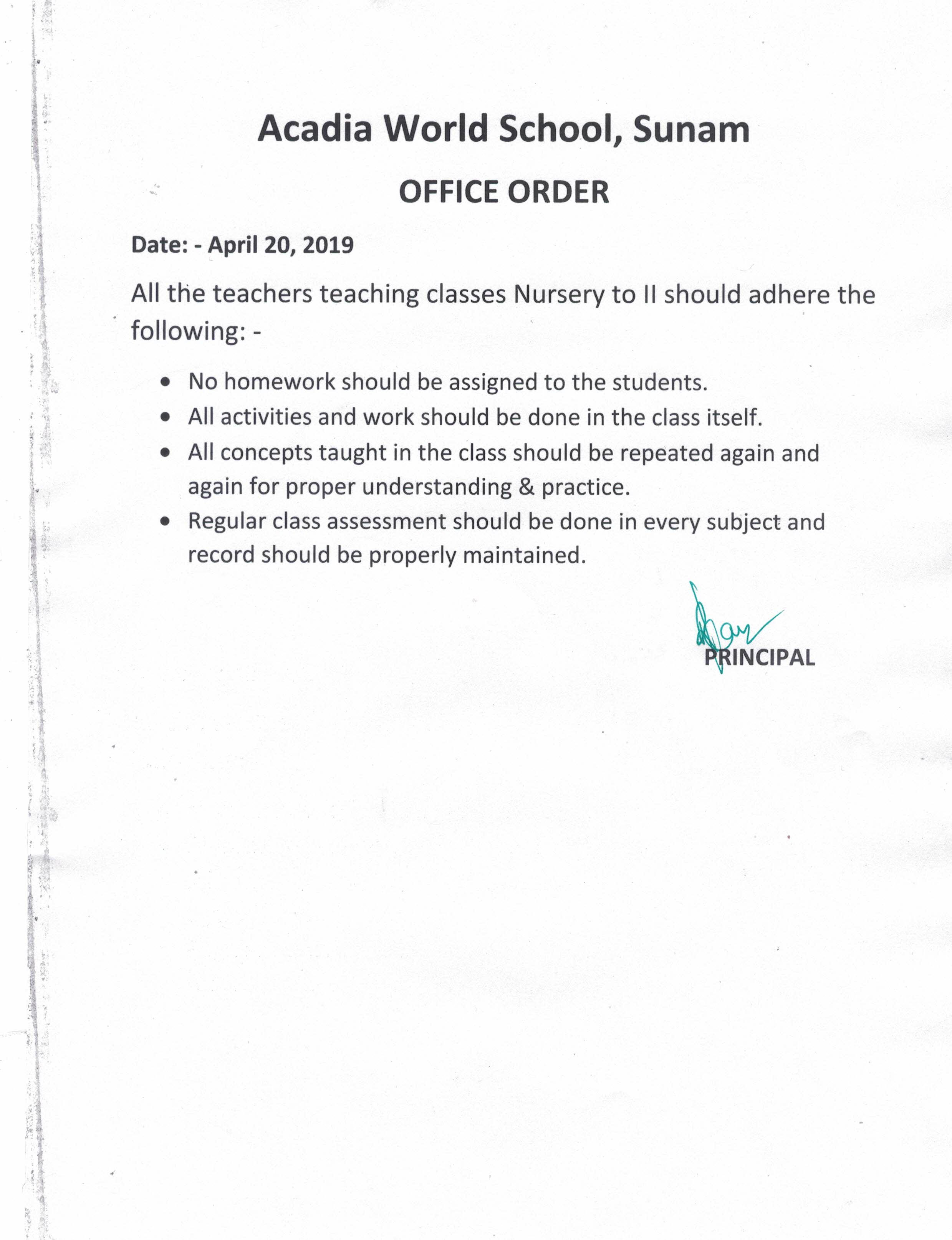 Notice 20 April, 2019