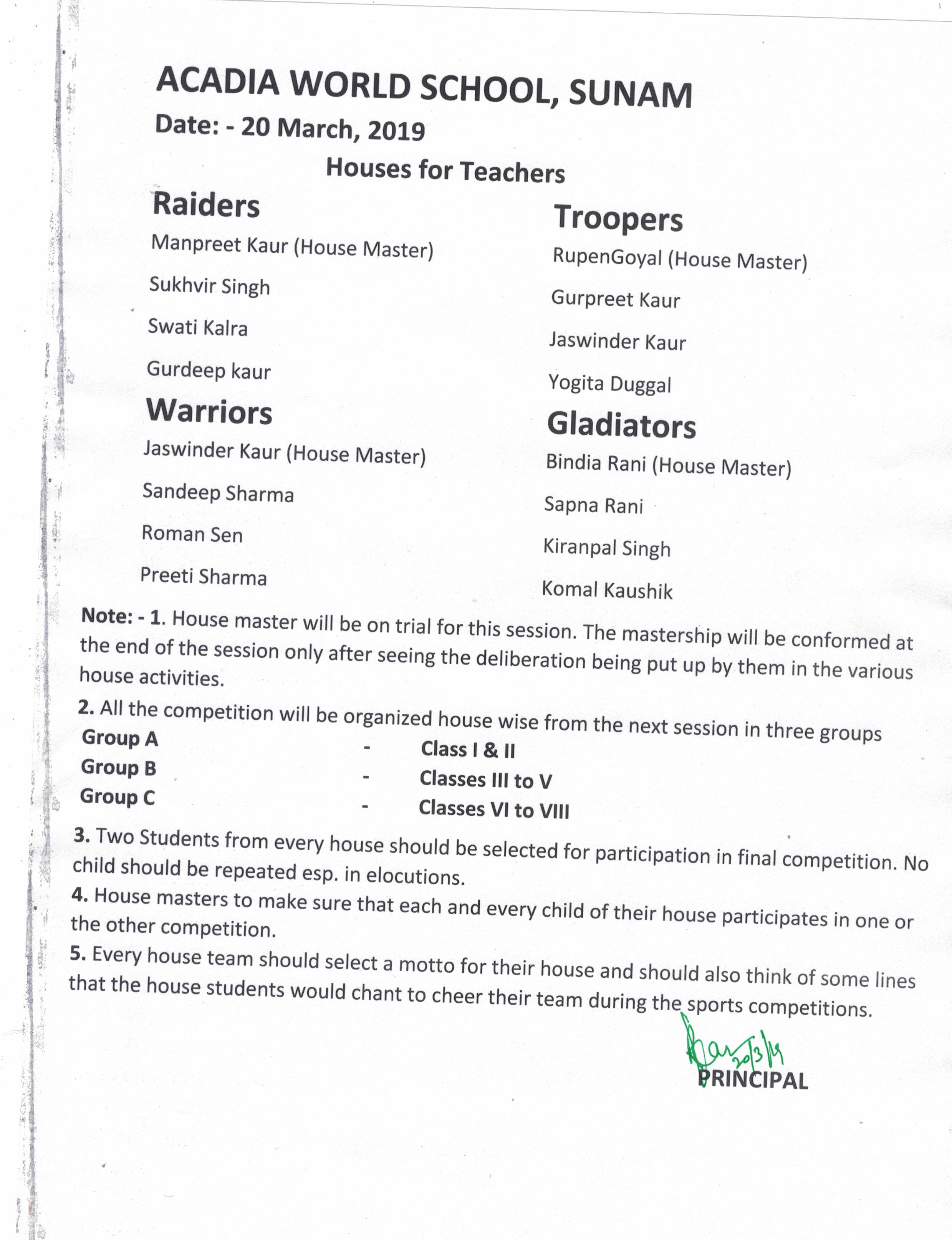 Notice 20 March, 2019